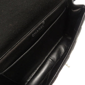 美品 シャネル ダブルフェイス マトラッセ ジャージ ブラック シルバー金具 ハンドバッグ バッグ ココマーク 黒 0023 【中古】 CHANEL