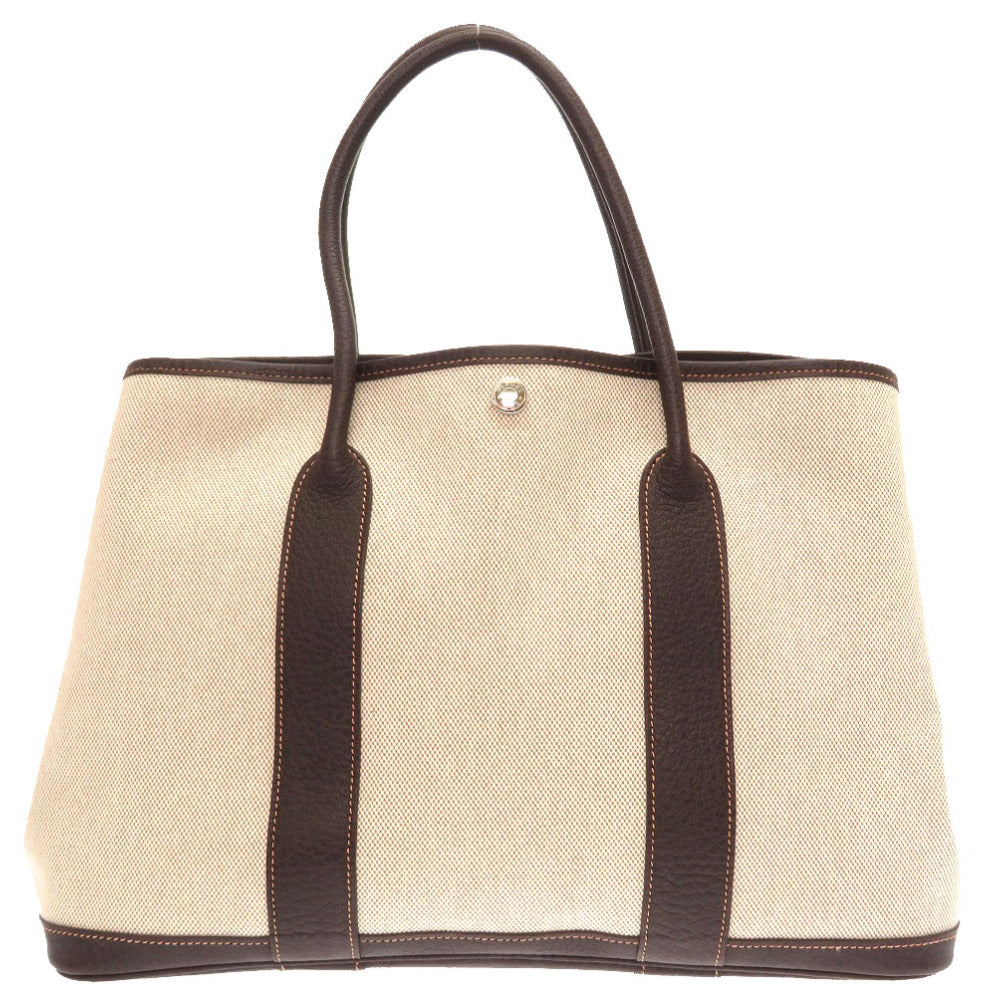 美品 エルメス ガーデンパーティPM 36 トワルアッシュ レザー ブラウン □J刻印 トートバッグ バッグ 茶 0027 【中古】 HERMES