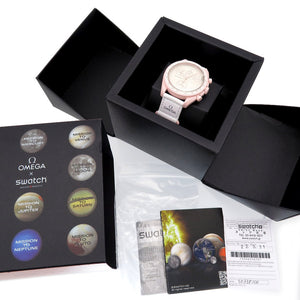 新品同様 オメガ ムーンスウォッチ スピードマスター ミッション トゥ ビーナス SO33P100 クオーツ 腕時計 バイオセラミック/ベルクロ ピンク 0035【中古】OMEGA