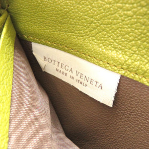 未使用 ボッテガ ヴェネタ イントレチャート レザー 黄緑 ラウンドファスナー長財布 財布 0092 【中古】BOTTEGA VENETA