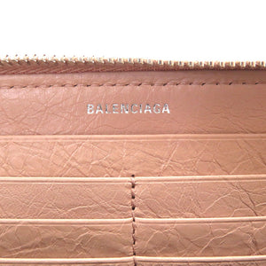 未使用 バレンシアガ コンチネンタルジップ レザー ピンク ラウンドファスナー長財布 財布 0093 253036【中古】BALENCIAGA