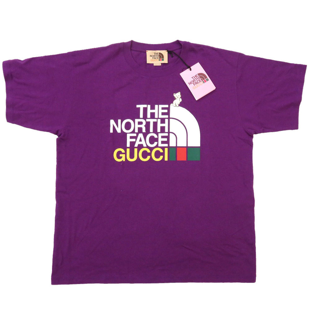 未使用 グッチ × ノースフェイス 616036 コットン パープル 半袖シャツ Ｔシャツ 紫 0152 【中古】 GUCCI × THE NORTH FACE