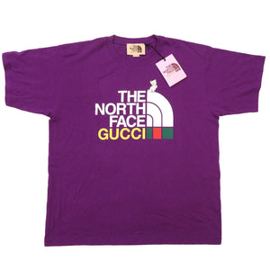 未使用 グッチ × ノースフェイス 616036 コットン パープル 半袖シャツ Ｔシャツ 紫 0152 【中古】 GUCCI × THE NORTH FACE