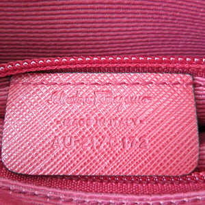 未使用 サルヴァトーレフェラガモ AU-21 C172 ヴァラリボン ナイロン レザー ゴールド金具 レッド 赤 ショルダーバッグ 0154【中古】Salvatore Ferragamo