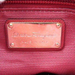 未使用 サルヴァトーレフェラガモ AU-21 C172 ヴァラリボン ナイロン レザー ゴールド金具 レッド 赤 ショルダーバッグ 0154【中古】Salvatore Ferragamo