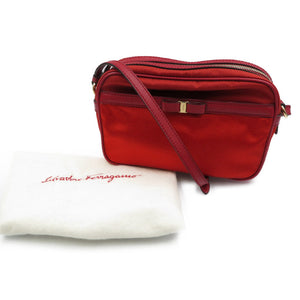 未使用 サルヴァトーレフェラガモ AU-21 C172 ヴァラリボン ナイロン レザー ゴールド金具 レッド 赤 ショルダーバッグ 0154【中古】Salvatore Ferragamo
