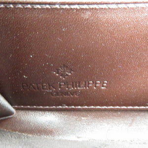 未使用 パテックフィリップ エナメル ゴールド金具 ダークブラウン 茶 ラウンドファスナー 長財布 0155【中古】PATEK PHILIPPE