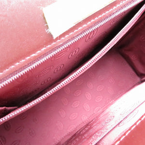 新品同様 カルティエ マストライン レザー ボルドー レッド ハンドバッグ 0162【中古】Cartier