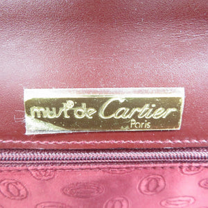 新品同様 カルティエ マストライン レザー ボルドー レッド ハンドバッグ 0162【中古】Cartier