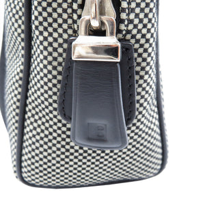 新品同様 バリー キャンバス レザー シルバー金具 ブラック 黒 ミニハンドバッグ 0164【中古】BALLY