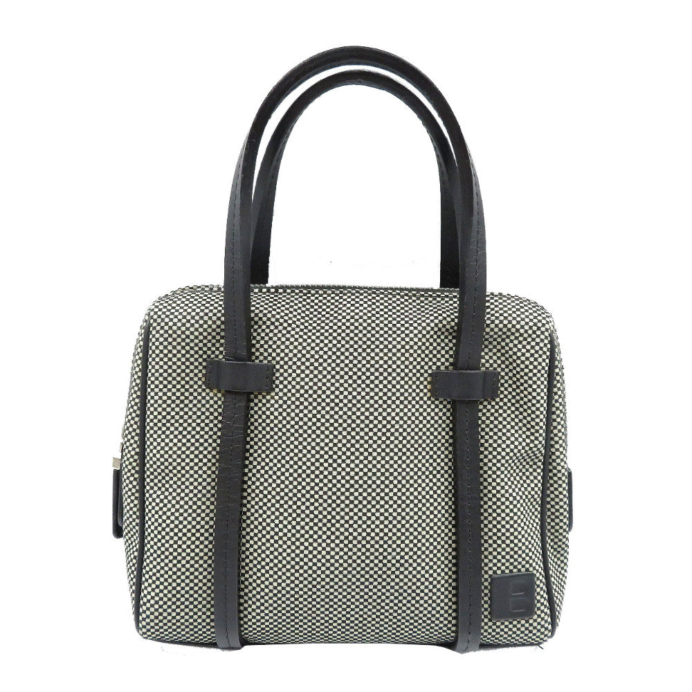 新品同様 バリー キャンバス レザー シルバー金具 ブラック 黒 ミニハンドバッグ 0164【中古】BALLY