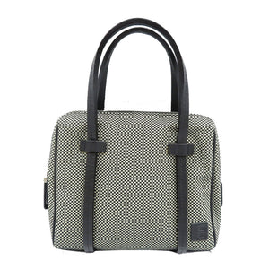 新品同様 バリー キャンバス レザー シルバー金具 ブラック 黒 ミニハンドバッグ 0164【中古】BALLY