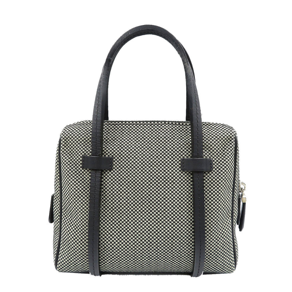 新品同様 バリー キャンバス レザー シルバー金具 ブラック 黒 ミニハンドバッグ 0164【中古】BALLY