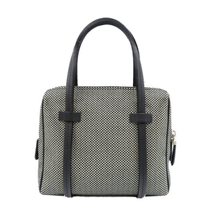 新品同様 バリー キャンバス レザー シルバー金具 ブラック 黒 ミニハンドバッグ 0164【中古】BALLY