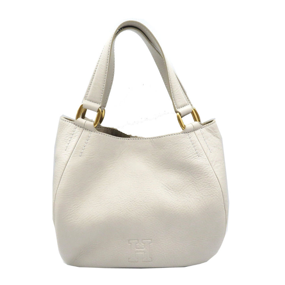 美品 ヒロフ レザー ゴールド金具 グレー ハンドバッグ トートバッグ 0166【中古】HIROFU