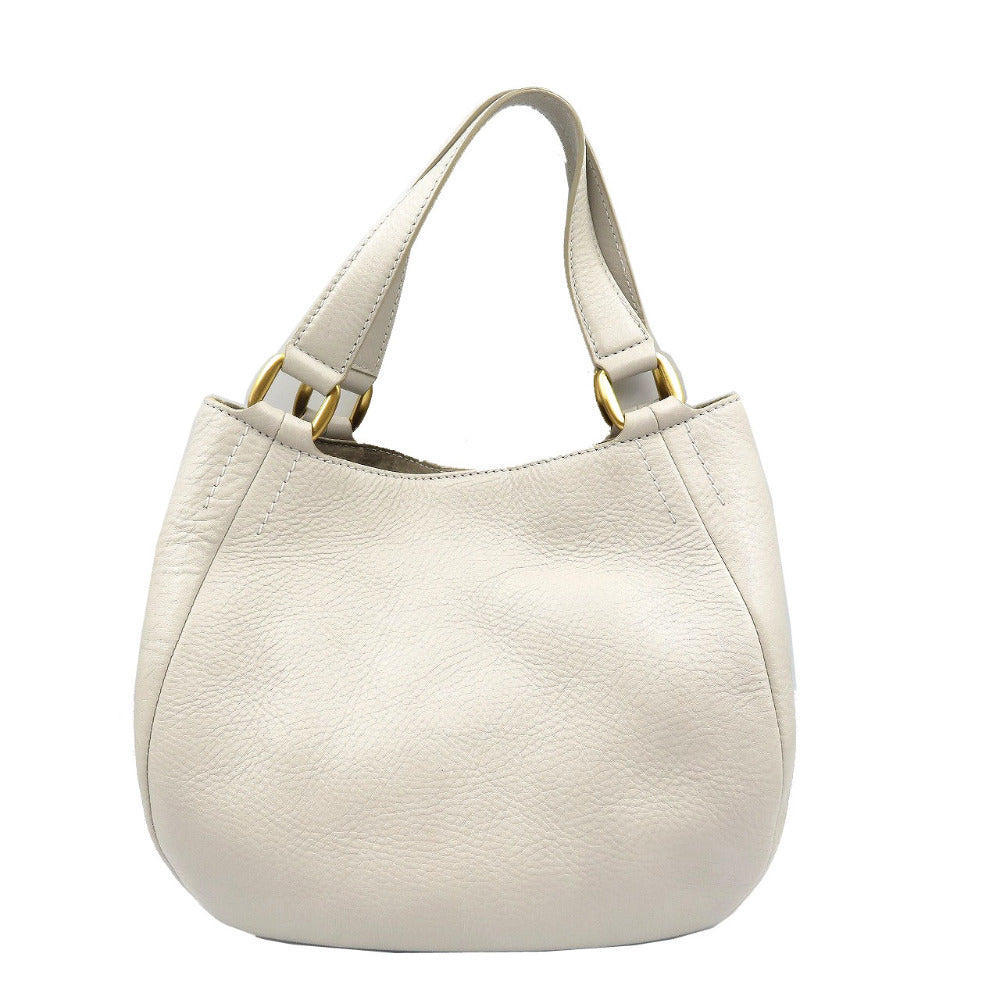 美品 ヒロフ レザー ゴールド金具 グレー ハンドバッグ トートバッグ 0166【中古】HIROFU