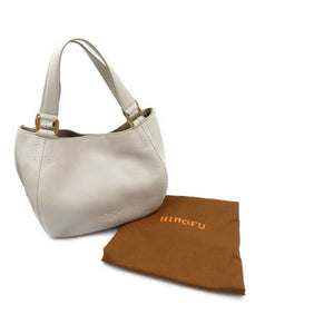 美品 ヒロフ レザー ゴールド金具 グレー ハンドバッグ トートバッグ 0166【中古】HIROFU