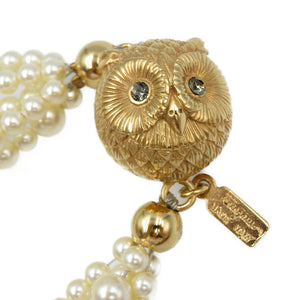 新品同様 サルヴァトーレフェラガモ フェィクパール メタル フクロウ 5連 ネックレス 0169【中古】Salvatore Ferragamo