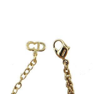 美品 クリスチャンディオール 花モチーフ メタル ラインストーン ゴールド 水色 ブルー ネックレス 0172【中古】Christian Dior