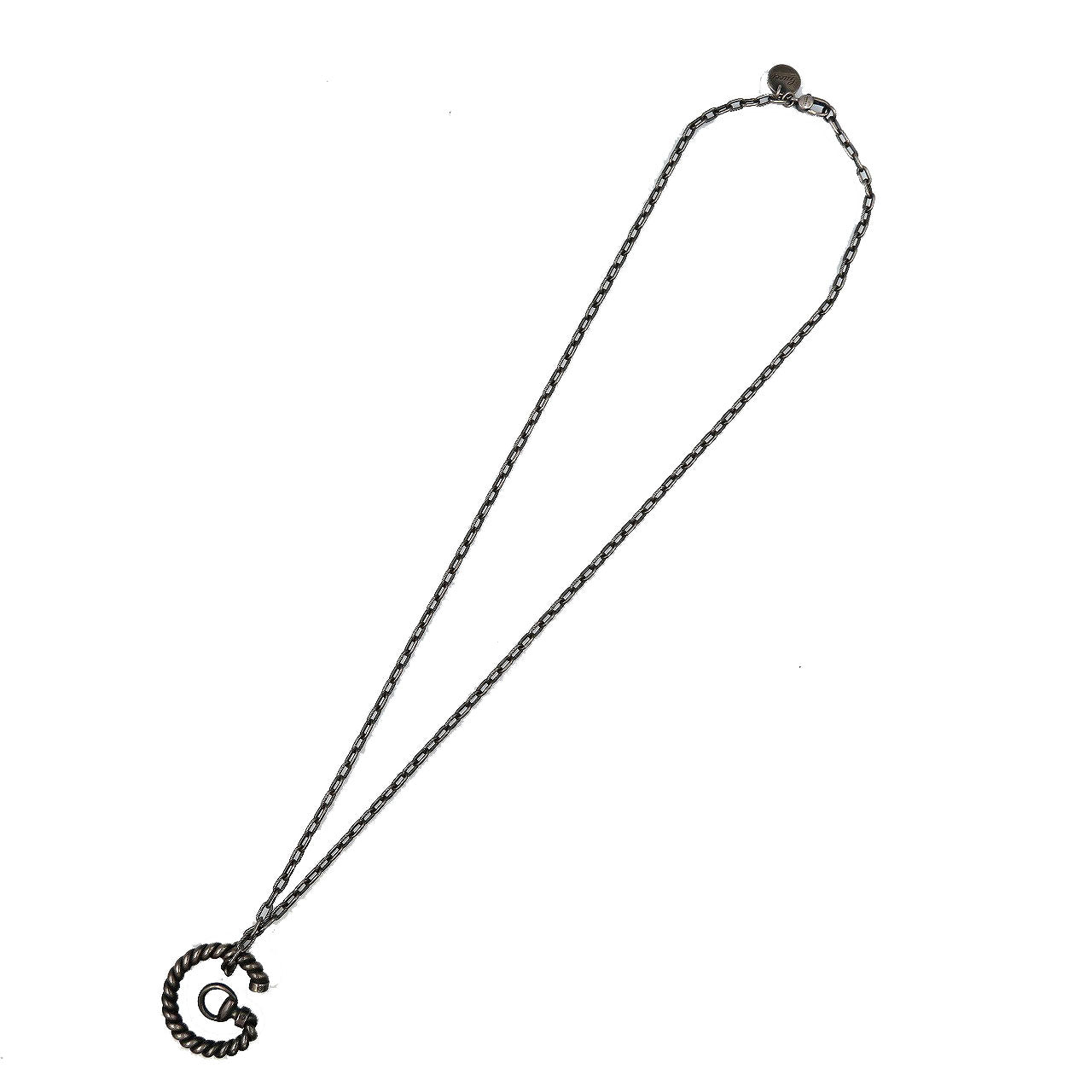 グッチ Gロゴ シルバー925 ブラック ネックレス アクセサリー 0173【中古】GUCCI