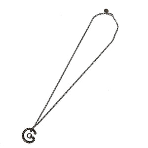 グッチ Gロゴ シルバー925 ブラック ネックレス アクセサリー 0173【中古】GUCCI