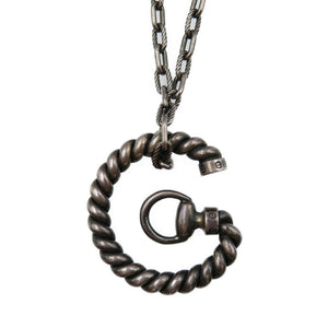 グッチ Gロゴ シルバー925 ブラック ネックレス アクセサリー 0173【中古】GUCCI