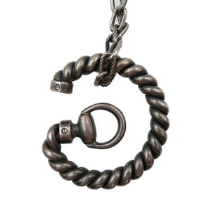 グッチ Gロゴ シルバー925 ブラック ネックレス アクセサリー 0173【中古】GUCCI