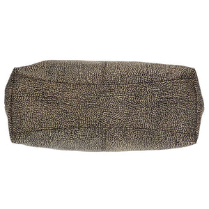 美品 ボルボネーゼ うずら柄 ナイロン レザー ブラック 黒 ベージュ ハンドバッグ 0191【中古】BORBONESE