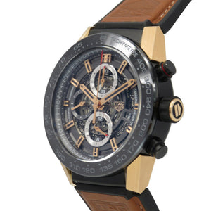 美品 タグホイヤー カレラ キャリバーホイヤー01 クロノグラフ K18PG/チタン CAR2A5C.FT6125 自動巻き 腕時計  グレー 0007【中古】TAG HEUER メンズ