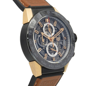 美品 タグホイヤー カレラ キャリバーホイヤー01 クロノグラフ K18PG/チタン CAR2A5C.FT6125 自動巻き 腕時計  グレー 0007【中古】TAG HEUER メンズ