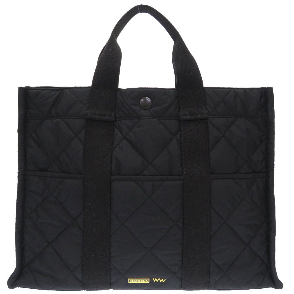 新品同様 バブアー × ワッコワッコ コラボ ナイロン コットン ブラック ハンドバッグ バッグ 黒 0023 【中古】  Barbour × WACCOWACCO