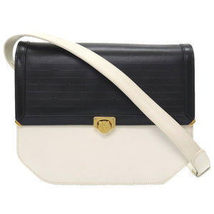 美品 グッチ ヴィンテージ GG柄 レザー ホワイト ネイビー バイカラー 26 001 5692 ショルダーバッグ バッグ 白 紺 0028 【中古】 GUCCI