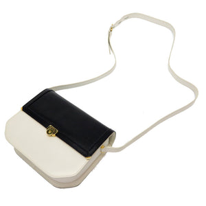 美品 グッチ ヴィンテージ GG柄 レザー ホワイト ネイビー バイカラー 26 001 5692 ショルダーバッグ バッグ 白 紺 0028 【中古】 GUCCI