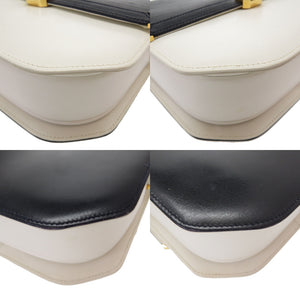 美品 グッチ ヴィンテージ GG柄 レザー ホワイト ネイビー バイカラー 26 001 5692 ショルダーバッグ バッグ 白 紺 0028 【中古】 GUCCI