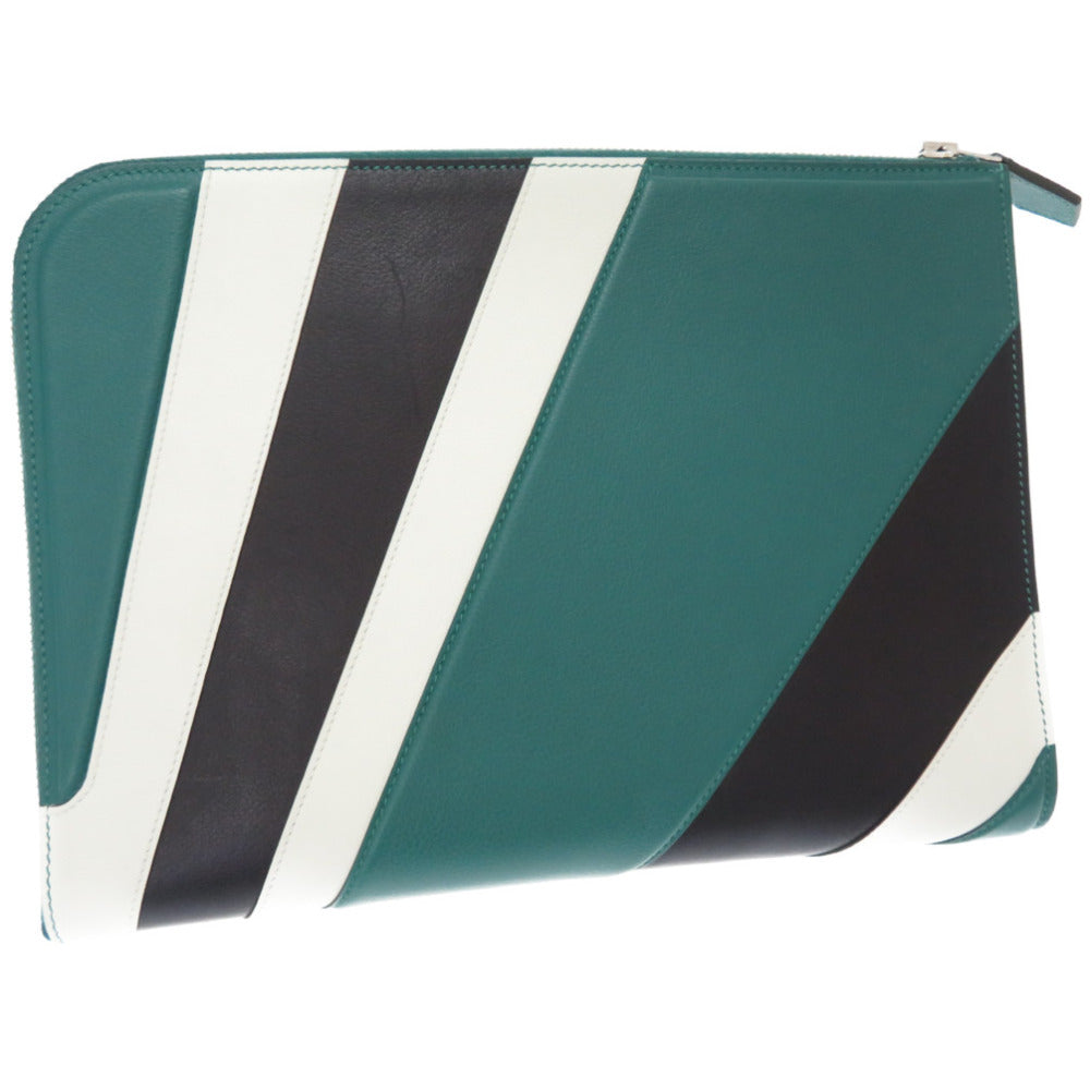 美品 エルメス ジップ タブレット レーシング クラッチバッグ エバーカラー/エバーグレイン マラカイト Y刻印(2020年) 0049【中古】HERMES