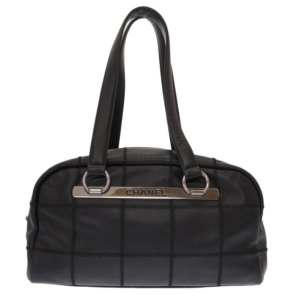 美品 シャネル チョコバー キャビアスキン ブラック シルバー金具 9番台 ミニボストンバッグ バッグ 黒 0054 【中古】 CHANEL