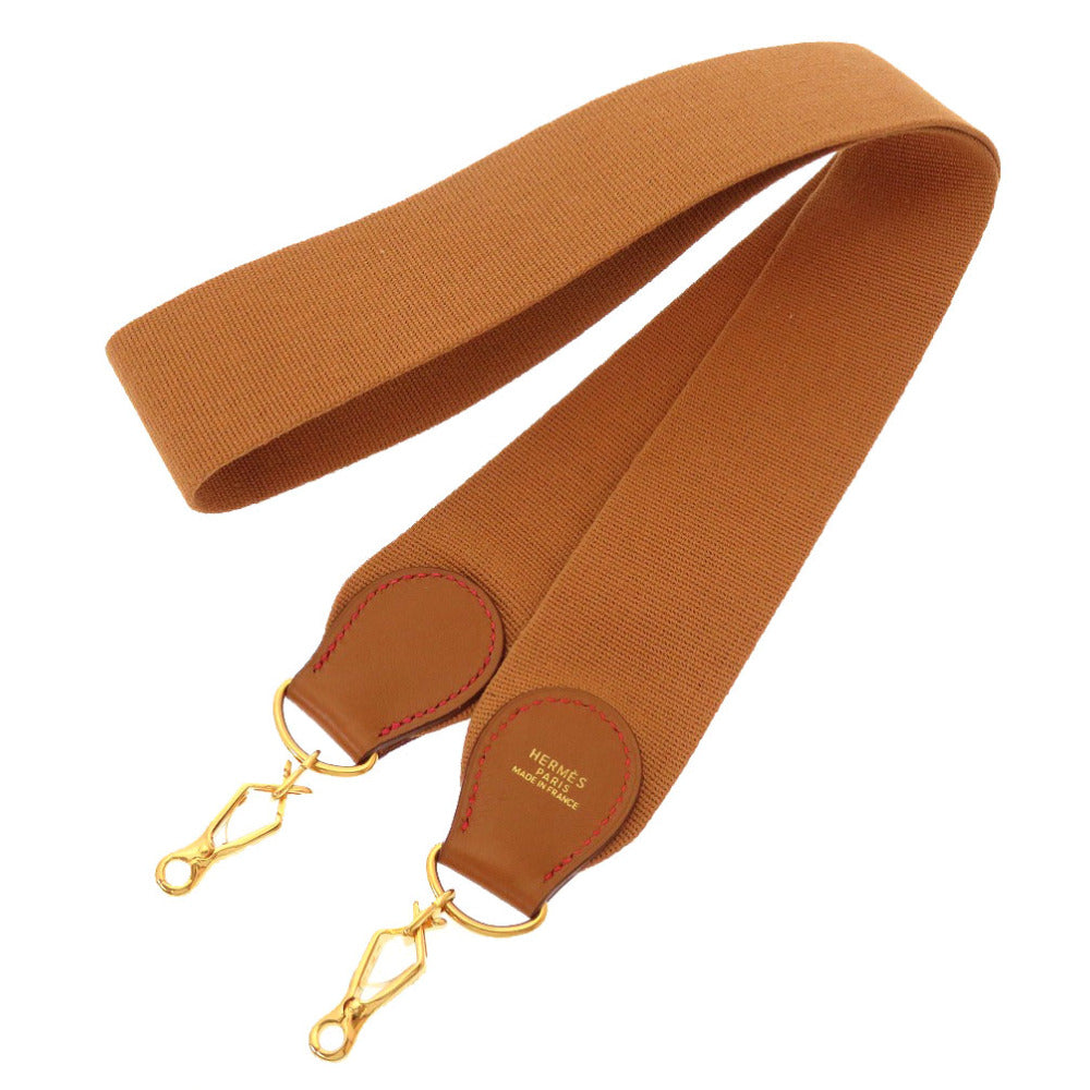 美品 エルメス キャンバス レザー クシュベル ゴールド金具 エブリンストラップ ショルダーストラップ 茶 0055 【中古】 HERMES