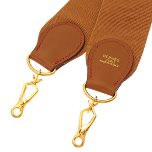 美品 エルメス キャンバス レザー クシュベル ゴールド金具 エブリンストラップ ショルダーストラップ 茶 0055 【中古】 HERMES