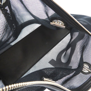 新品同様 ジミーチュウ メッシュ ナイロン レザー ブラック トートバッグ バッグ 黒 0058 【中古】 JIMMY CHOO