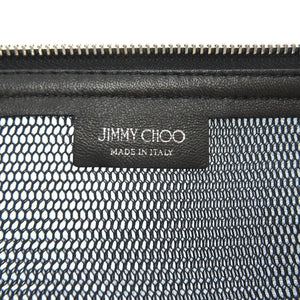 新品同様 ジミーチュウ メッシュ ナイロン レザー ブラック トートバッグ バッグ 黒 0058 【中古】 JIMMY CHOO