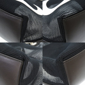 新品同様 ジミーチュウ メッシュ ナイロン レザー ブラック トートバッグ バッグ 黒 0058 【中古】 JIMMY CHOO