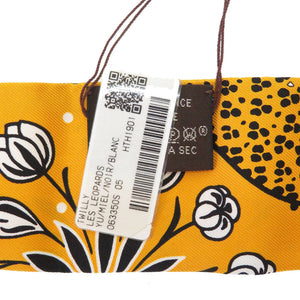 未使用 エルメス LES LEOPARDS レオパード シルク イエロー スカーフ 黄  0060 【中古】 HERMES