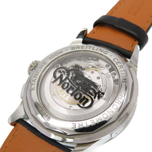 新品同様 ブライトリング プレミエ B01 クロノグラフ ノートン AB0118A21B1X2 自動巻き 腕時計 SS/レザー ブラック 黒文字盤 0085【中古】BREITLING メンズ