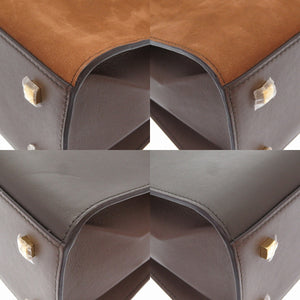 新品同様 デルボー タンペートMM スエード レザー ブラウン ゴールド金具 2WAY ハンドバッグ Tampete 茶 0096 【中古】 DELVAUX スウェード