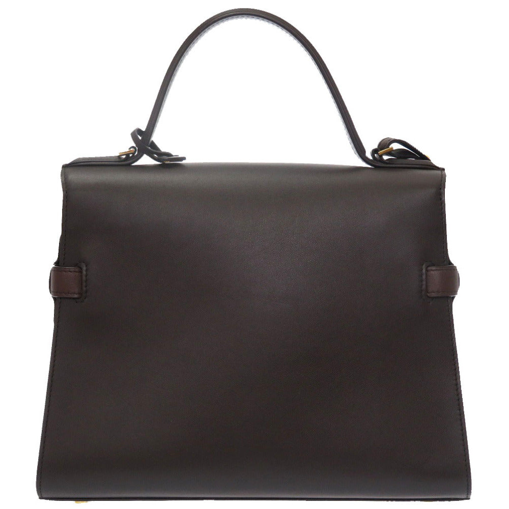 新品同様 デルボー タンペートMM スエード レザー ブラウン ゴールド金具 2WAY ハンドバッグ Tampete 茶 0096 【中古】 DELVAUX スウェード