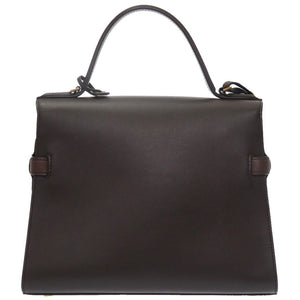 新品同様 デルボー タンペートMM スエード レザー ブラウン ゴールド金具 2WAY ハンドバッグ Tampete 茶 0096 【中古】 DELVAUX スウェード