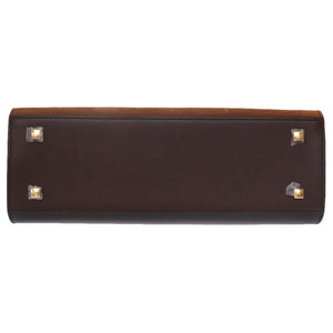 新品同様 デルボー タンペートMM スエード レザー ブラウン ゴールド金具 2WAY ハンドバッグ Tampete 茶 0096 【中古】 DELVAUX スウェード