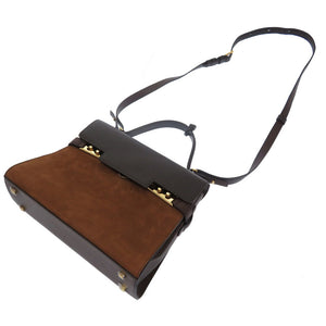 新品同様 デルボー タンペートMM スエード レザー ブラウン ゴールド金具 2WAY ハンドバッグ Tampete 茶 0096 【中古】 DELVAUX スウェード