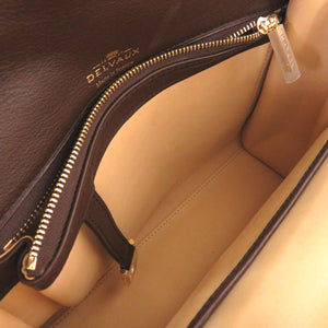 新品同様 デルボー タンペートMM スエード レザー ブラウン ゴールド金具 2WAY ハンドバッグ Tampete 茶 0096 【中古】 DELVAUX スウェード