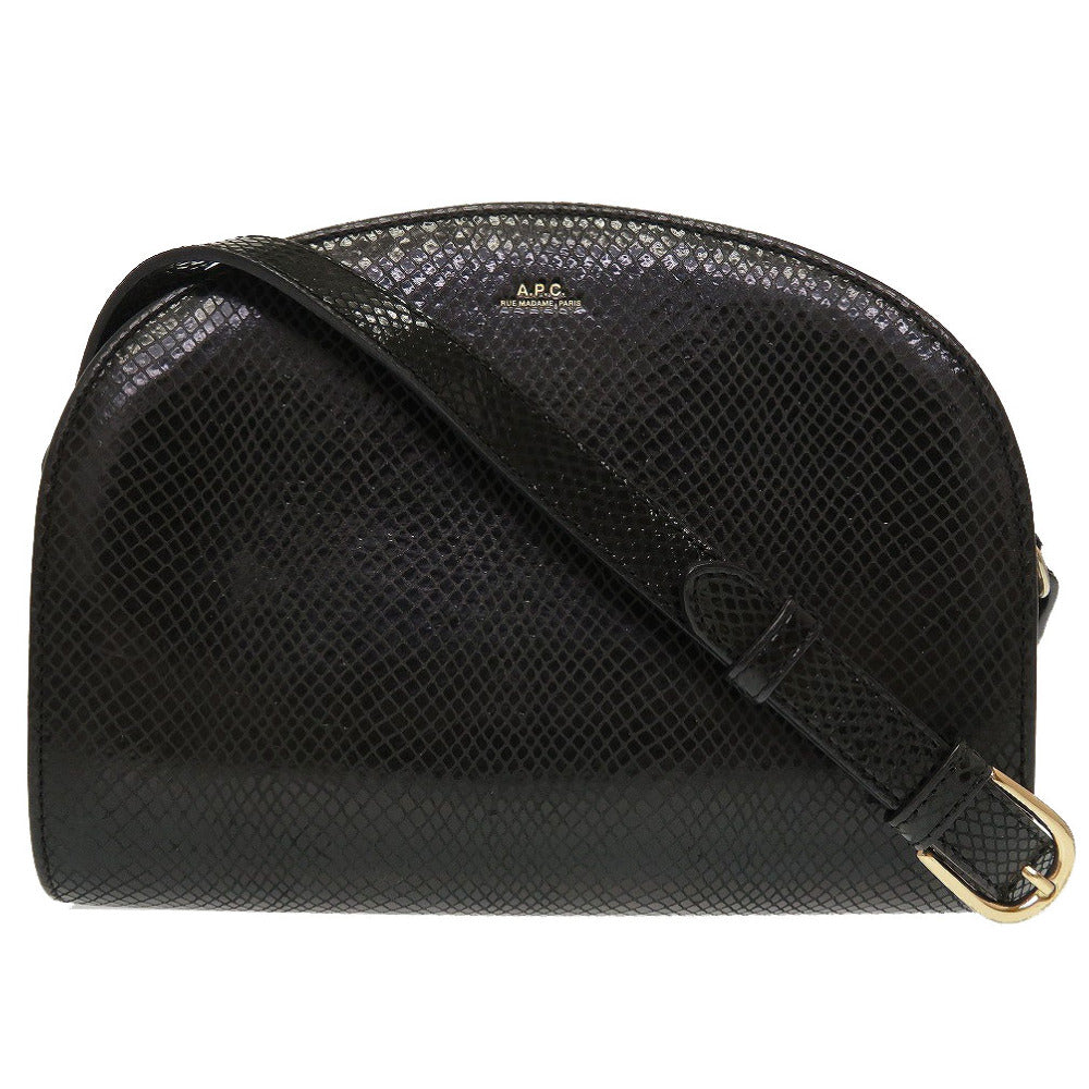 美品 アーペーセー デミルネ ハーフムーン F61048 レザー ブラック 黒 ショルダーバッグ 0123【中古】A.P.C